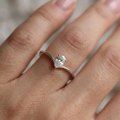 0.23 Ct SI/H Diamond Solitaire Ring Curved Wedding Band 18k White Gold Jewelry