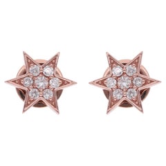 Certified 0.28 Carat SI/H Diamond Starburst Stud Earrings 18 Karat Rose Gold
