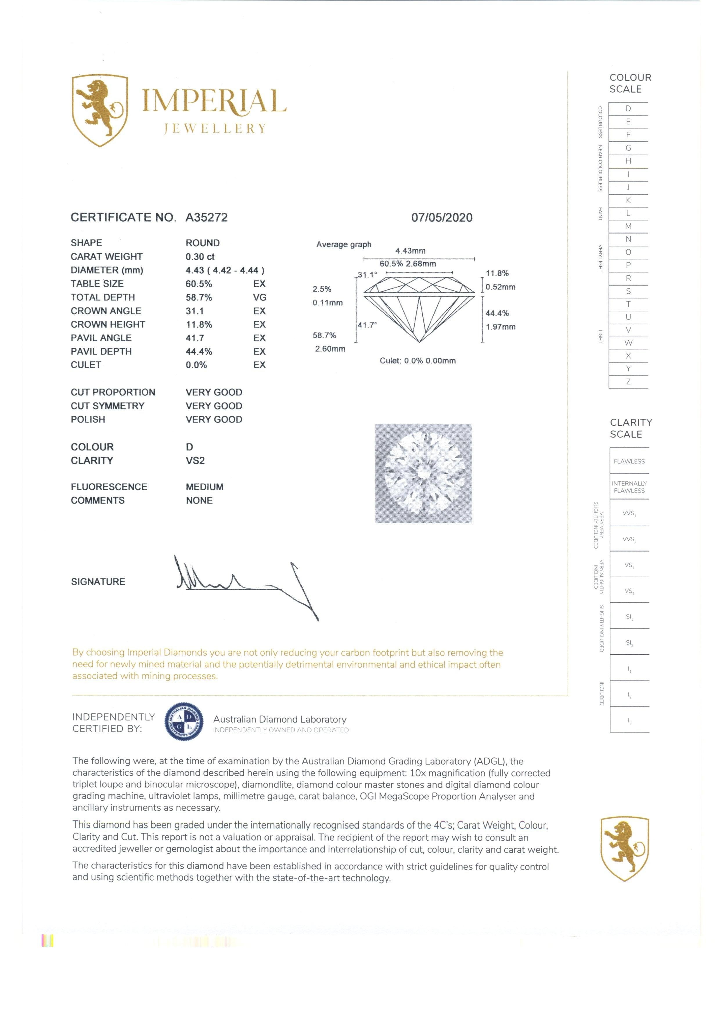 Certified 0.30 Carat Diamond D Colour Contemporary 18 Carat Gold Halo Ring 9