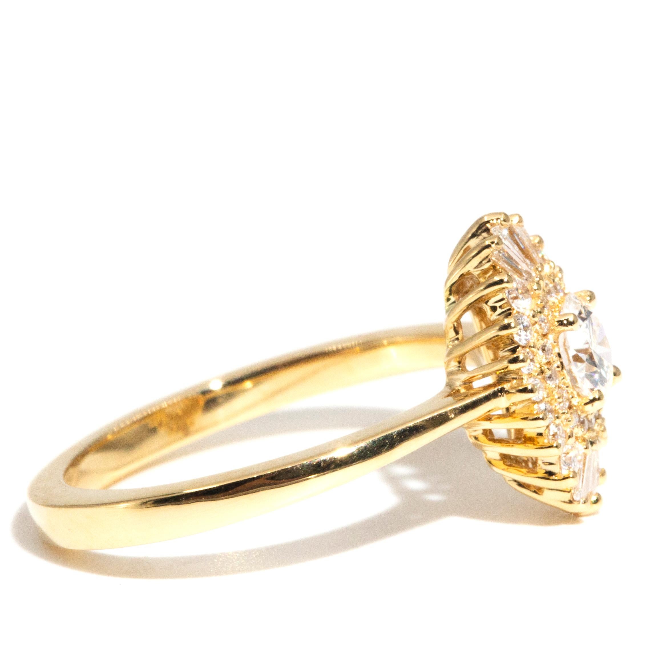 Certified 0.30 Carat Diamond D Colour Contemporary 18 Carat Gold Halo Ring 4