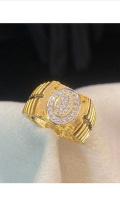 Certified 0.42 Carats Round Brillant Diamonds 14K Gold Men’s Ring