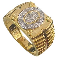 Certified 0.42 Carats Round Brillant Diamonds 14K Gold Men’s Ring