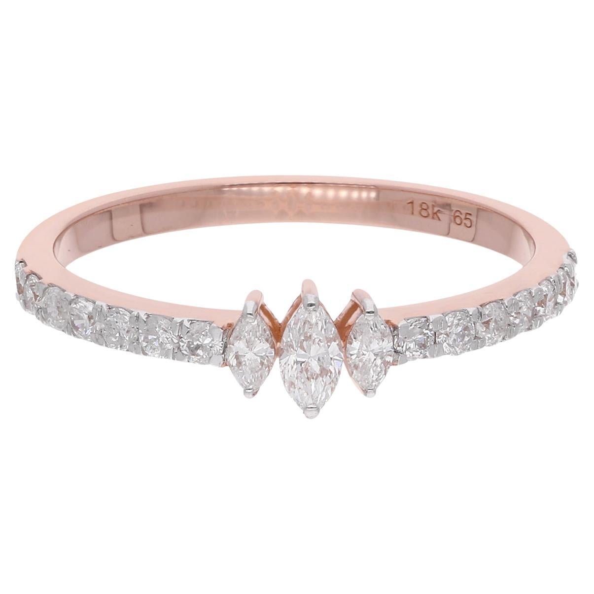 Anello a fascia con diamante certificato da 0,43 carati SI/H in oro rosa 14 carati Gioielli fatti a mano