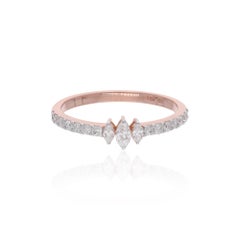 Certified 0.43 Carat SI/H Diamond Band Ring 18 Karat Rose Gold Handmade Jewelry (bague en or rose 18 carats)