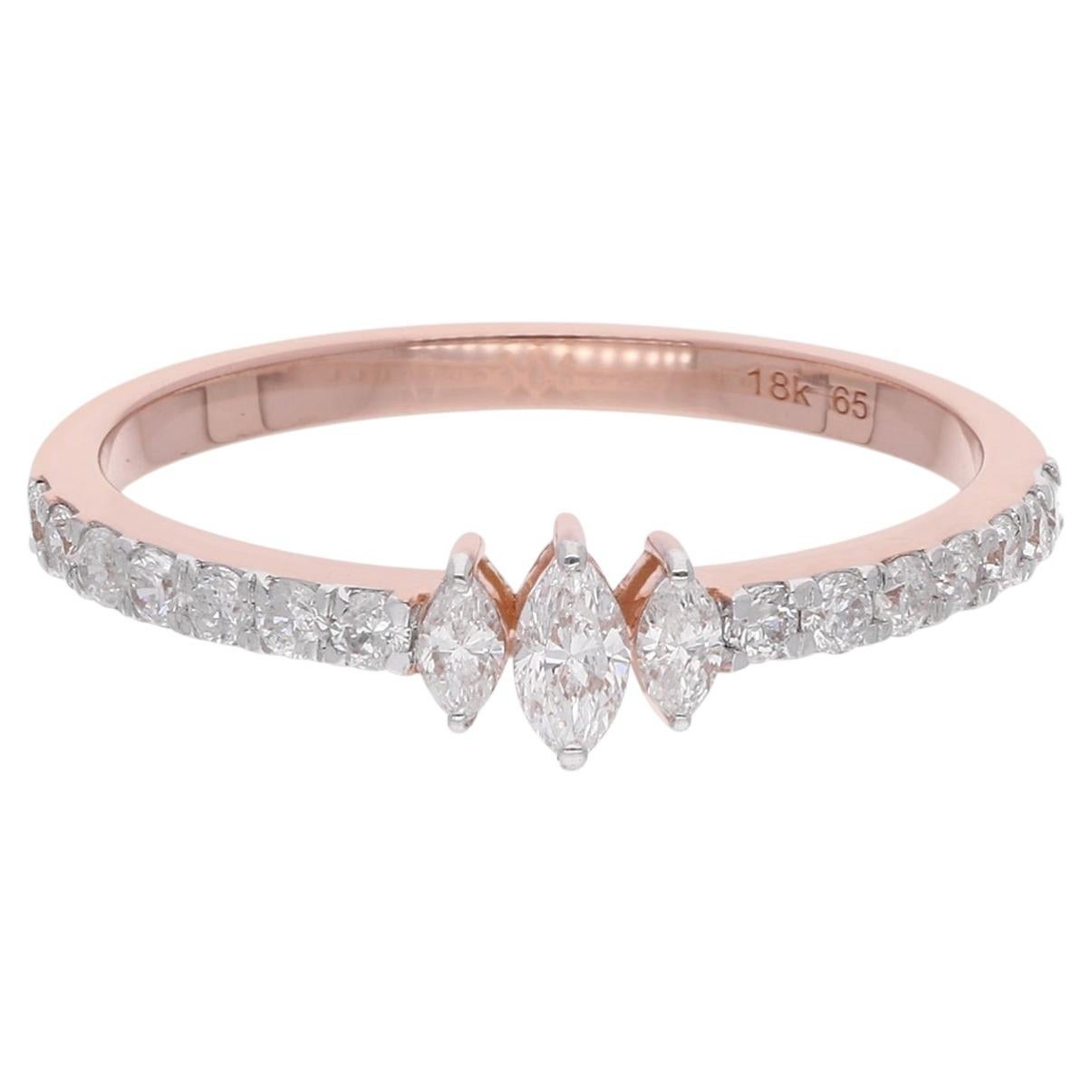 Certified 0.43 Carat SI/H Diamond Stackable Band Ring 18 Karat Rose Gold
