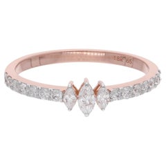 Certified 0.43 Carat SI/H Diamond Stackable Band Ring 18 Karat Rose Gold