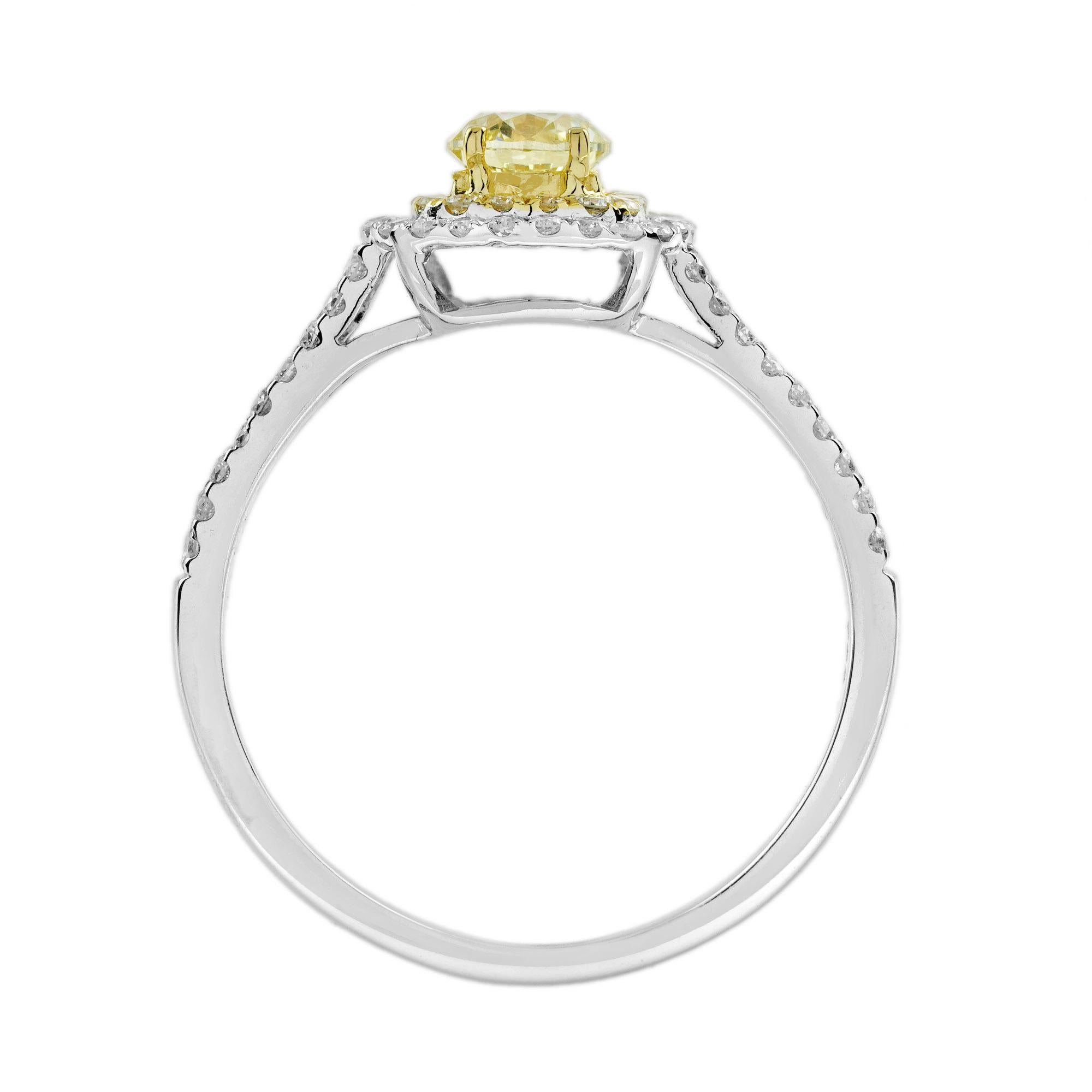 Women's Certified 0.50 Ct. Fancy Light Yellow Diamond Split Shank Engagement Ring in 18K