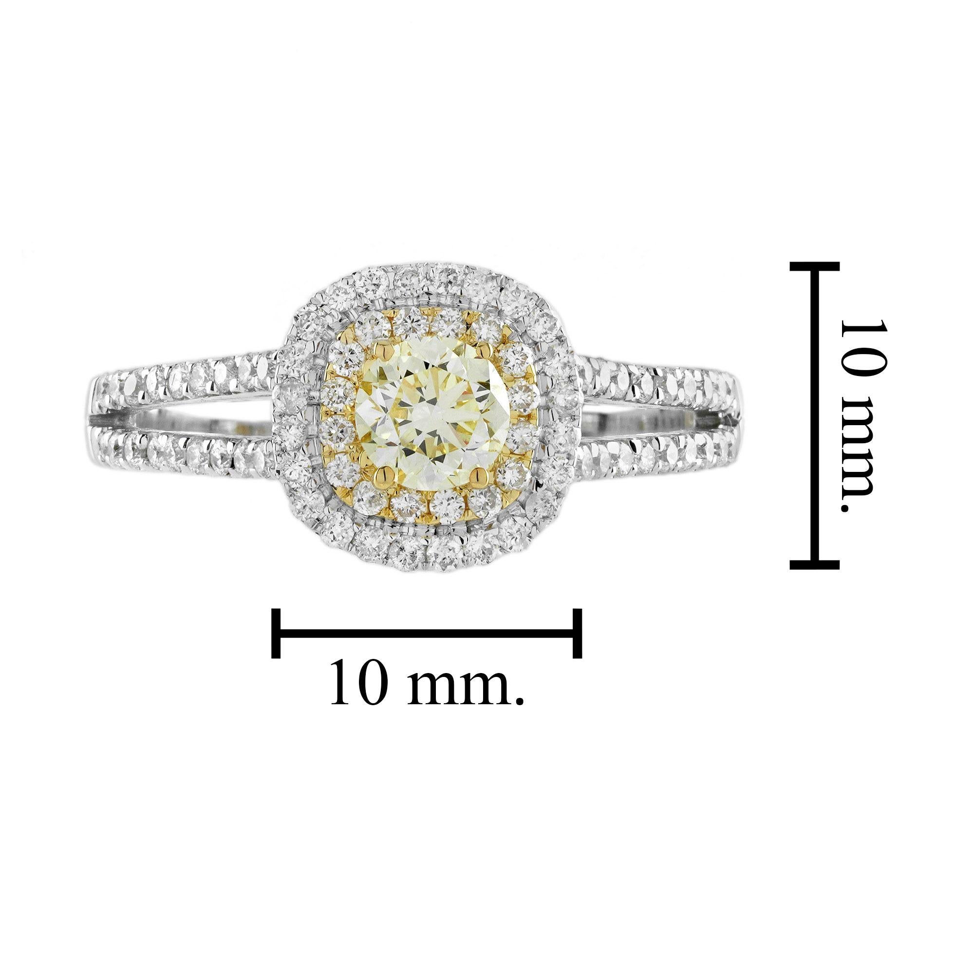 Certified 0.50 Ct. Fancy Light Yellow Diamond Split Shank Engagement Ring in 18K 1