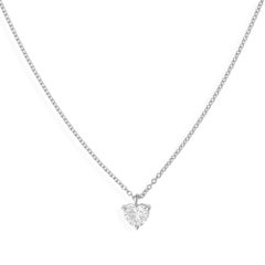 Collier pendentif en or blanc certifié 0.53 CTW Heart Shape Diamond Solitaire