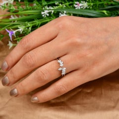 Certified 0.55ct SI/H Diamond Cluster Open Band Ring 18 Karat White Gold