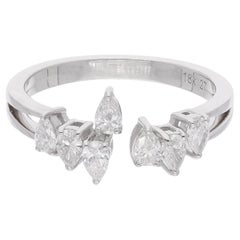 Certified 0.55ct SI/H Diamond Cluster Open Band Ring 18 Karat White Gold
