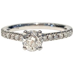 old brilliant cut diamond Certified 0.56 Carat Old Cut Round Brilliant Cut Diamond in 18 Carat White Gold