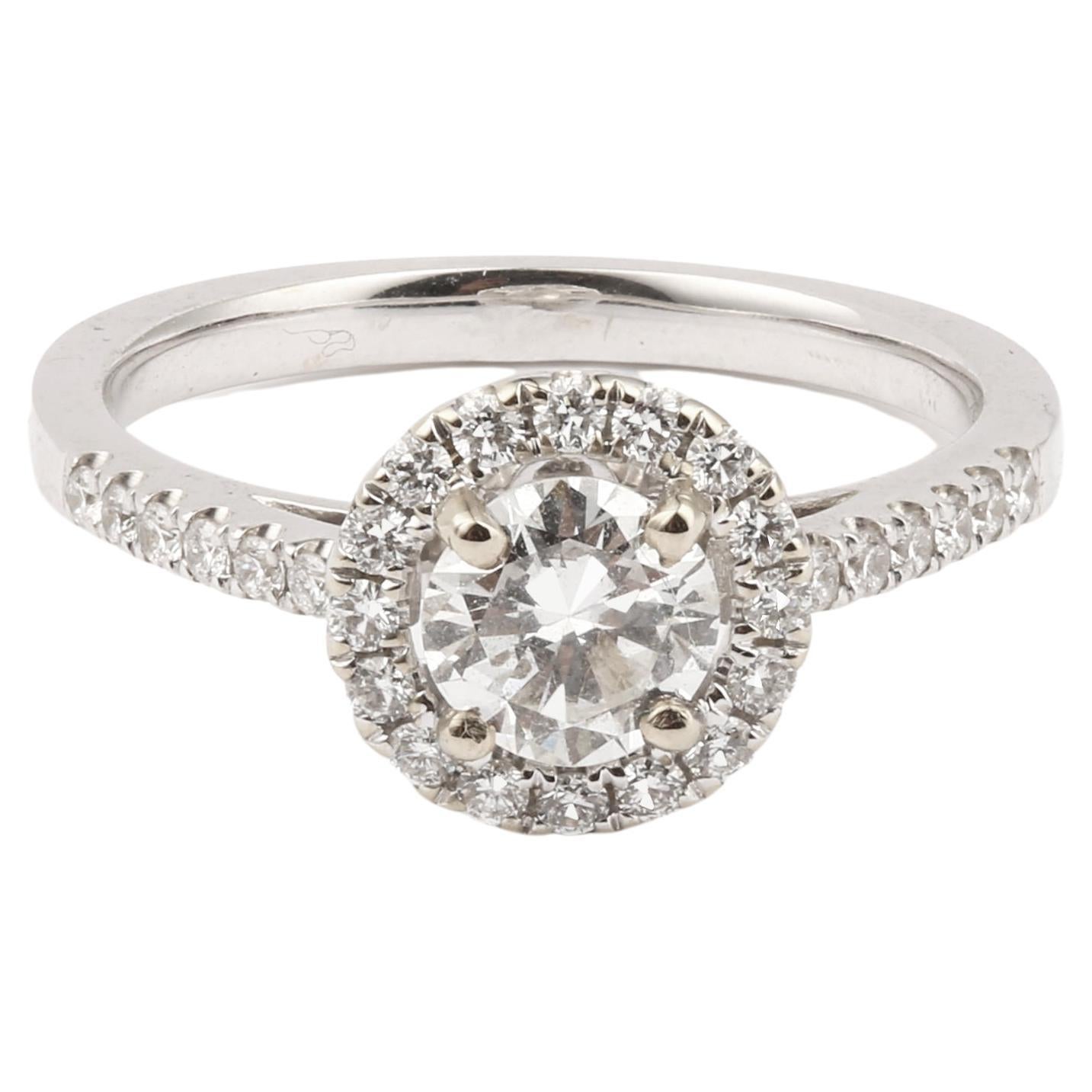 Certified 0.60 carats Diamonds 18-carat white gold Daisy Ring