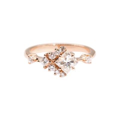 Certified 0.68 Carat VVS Princess Cut Diamond Cluster Engagement Ring