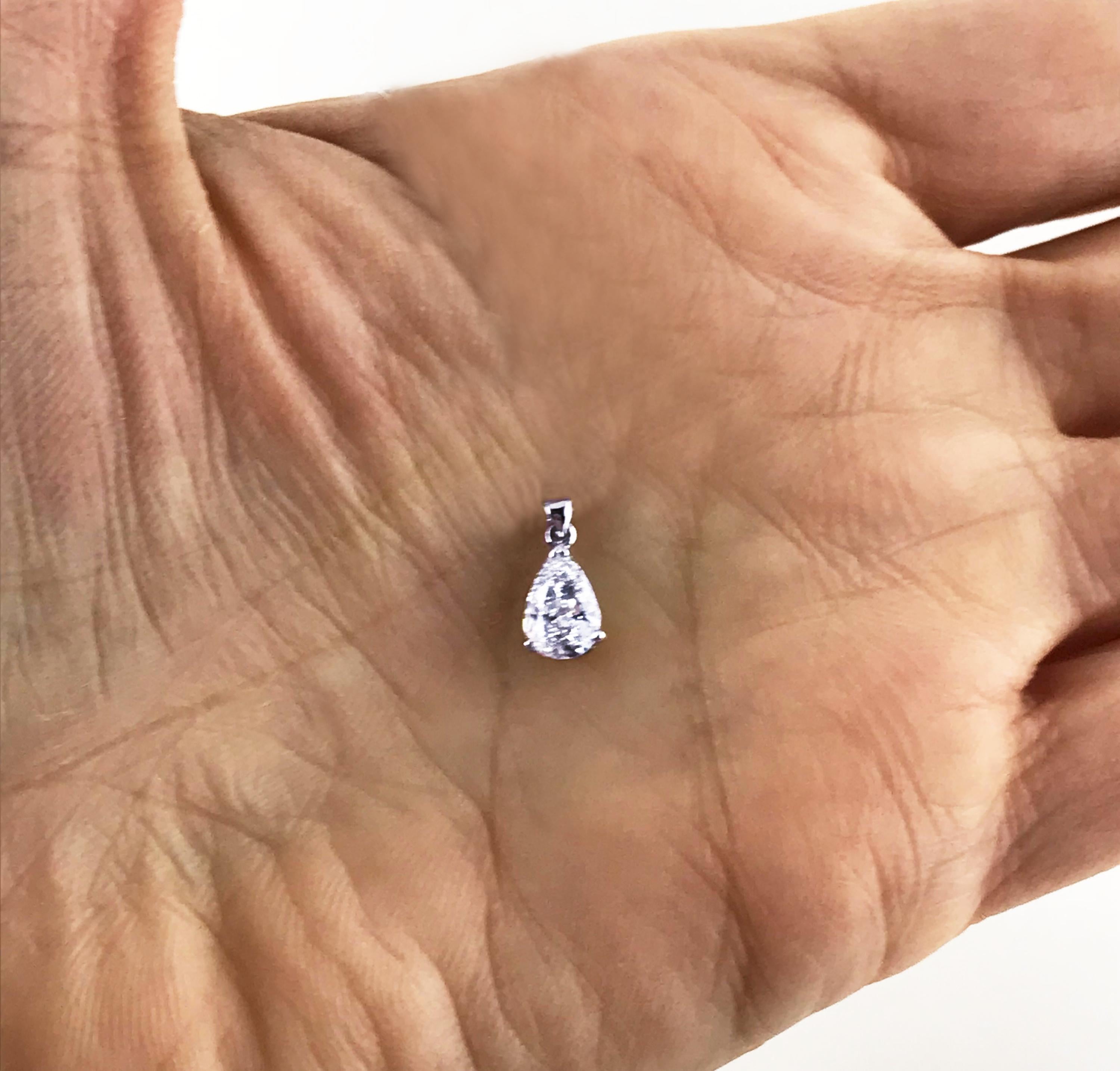 Certified 0.70 Carat Pear Shape D Color Diamond Drop Pendant 3