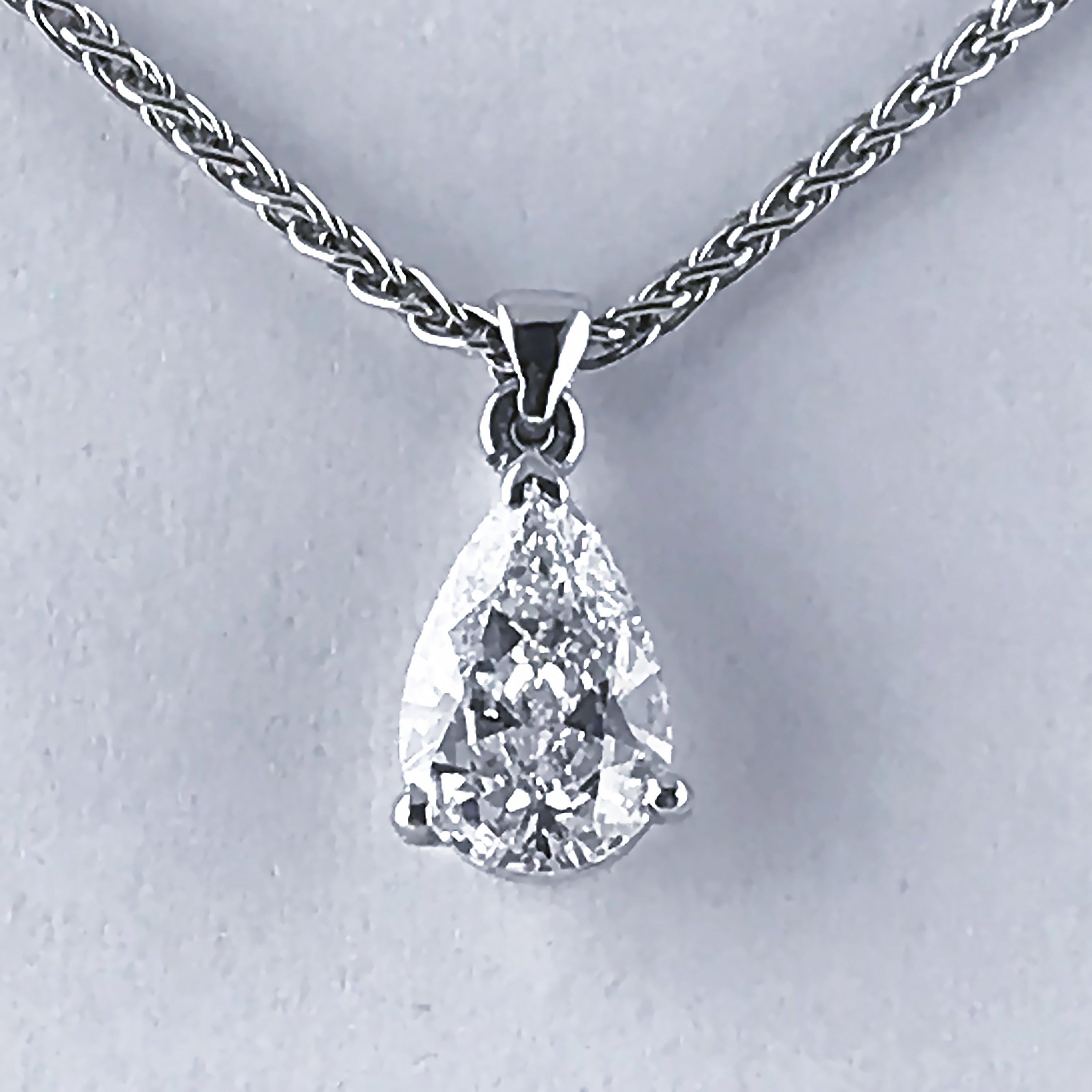 Certified 0.70 Carat Pear Shape D Color Diamond Drop Pendant 2