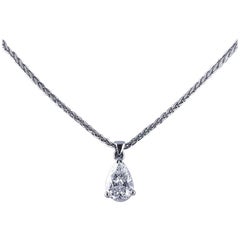 Ciondolo a goccia con diamante certificato di 0,70 carati a forma di pera e colore D. A.