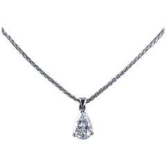 Certified 0.70 Carat Pear Shape D Color Diamond Drop Pendant