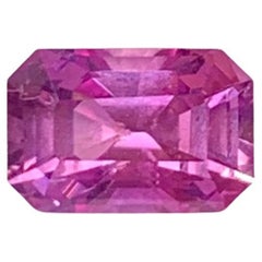 Certified 0.75 Carat Natural Loose Pink Sapphire Step Cut Gemstone