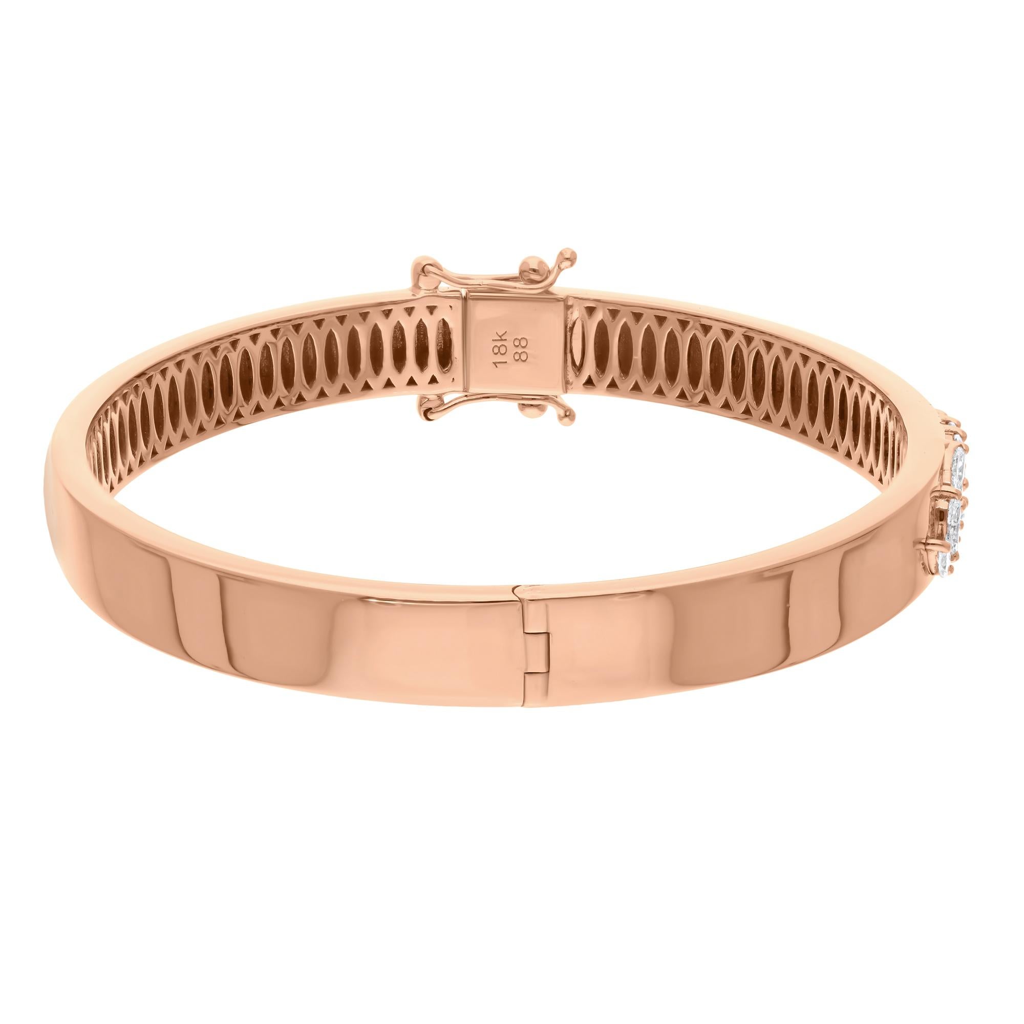 Brazalete de diamantes marquesa SI/H certificados de 0,8 quilates Oro rosa de 14 quilates Corte marquesa en venta