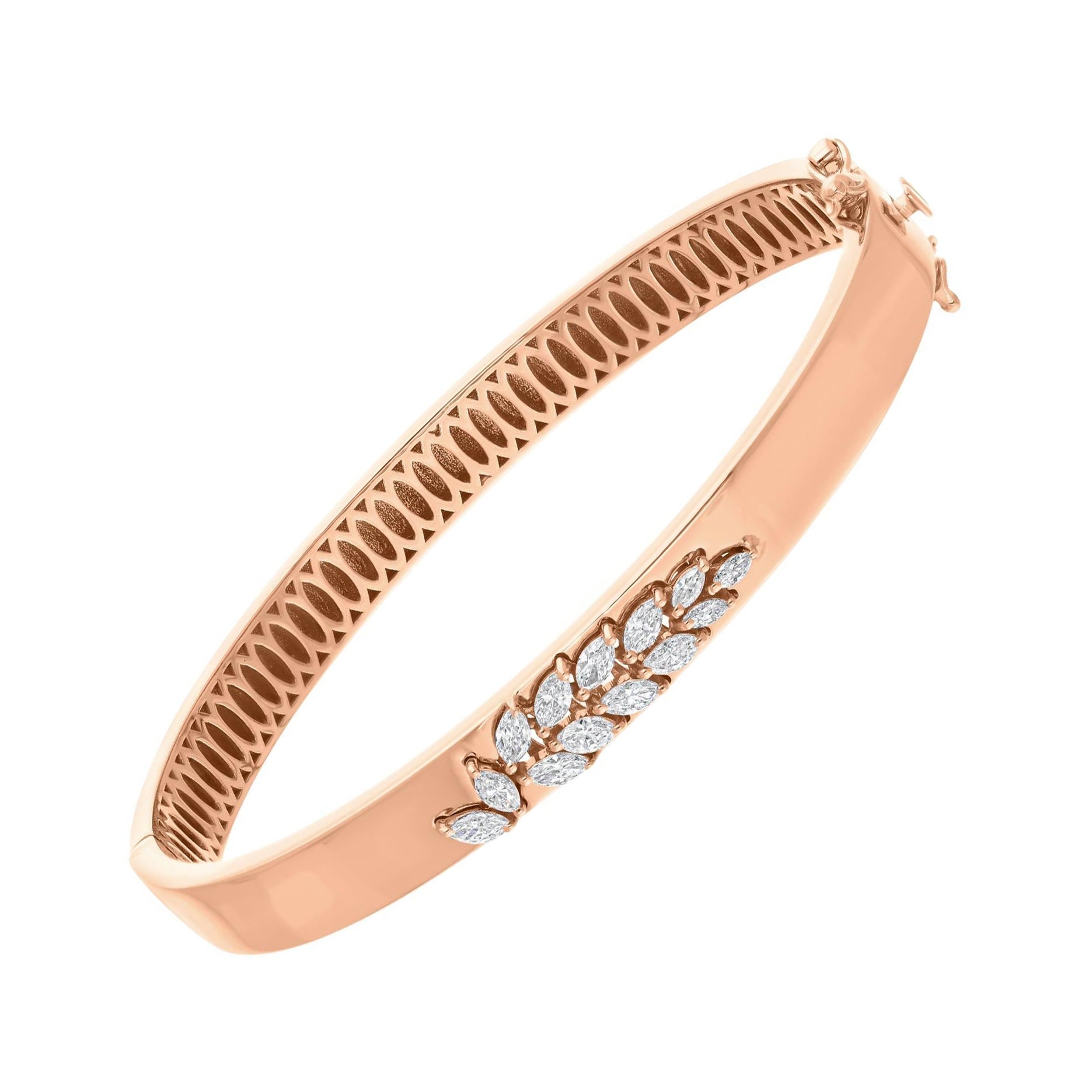 Bracciale con diamanti marquise certificati da 0,8 carati SI/H Oro rosa 18 carati