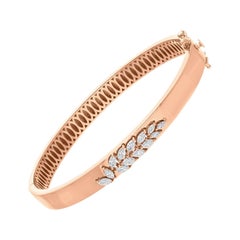 Bracciale con diamanti marquise certificati da 0,8 carati SI/H Oro rosa 18 carati