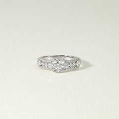 0.85ct Round-Cut Diamond Cluster Engagement Ring in 18K White Gold – Brilliance