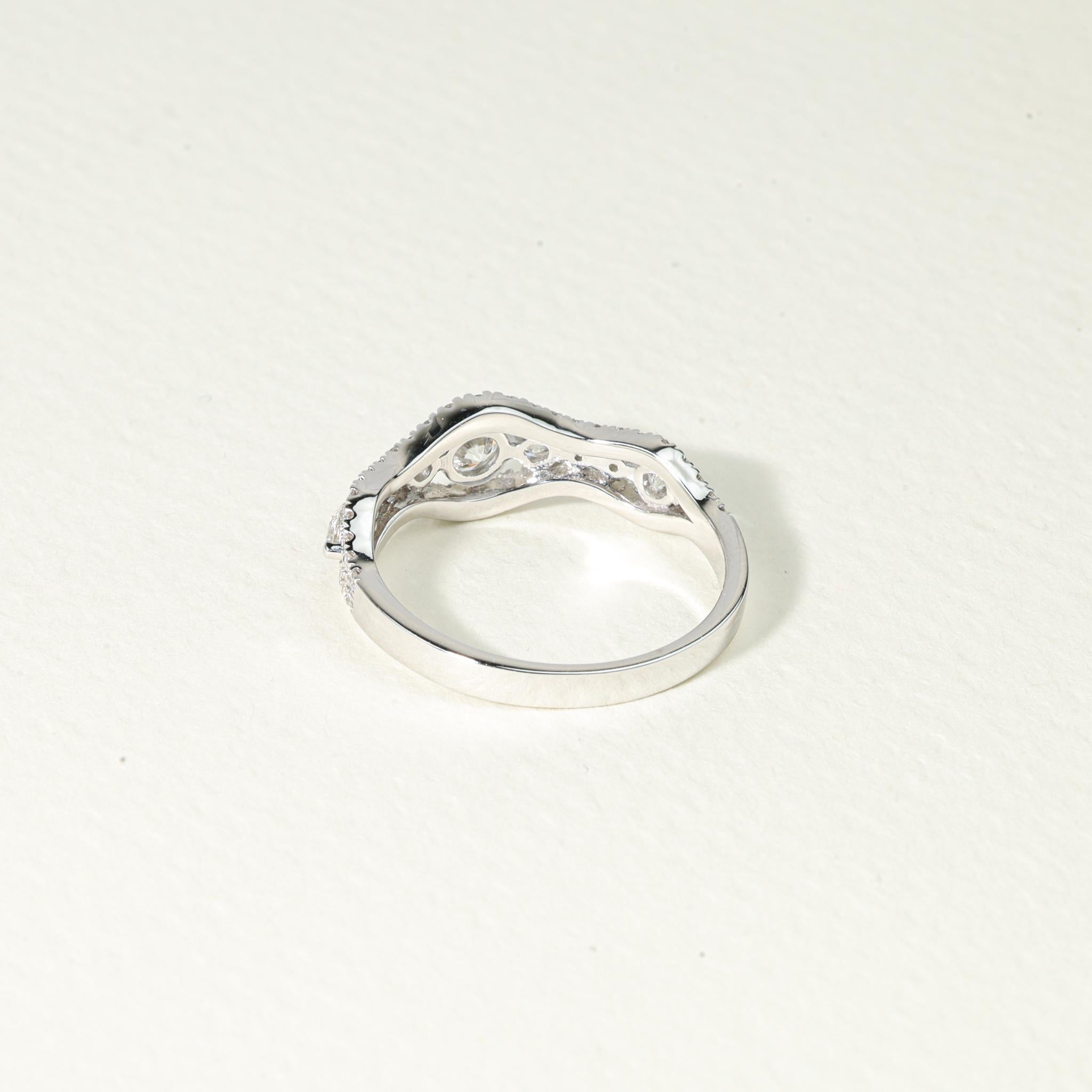 0.85ct Round-Cut Diamond Cluster Engagement Ring in 18K White Gold – Brilliance In New Condition For Sale In Jaipur, RJ