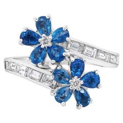 Certified 0.87 Carat Hauynite and Diamond PT 900 Cocktail Designer Ring