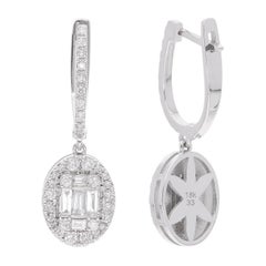 Orecchini a pendente con diamante certificato da 0,87 carati SI/H in oro bianco 14 carati