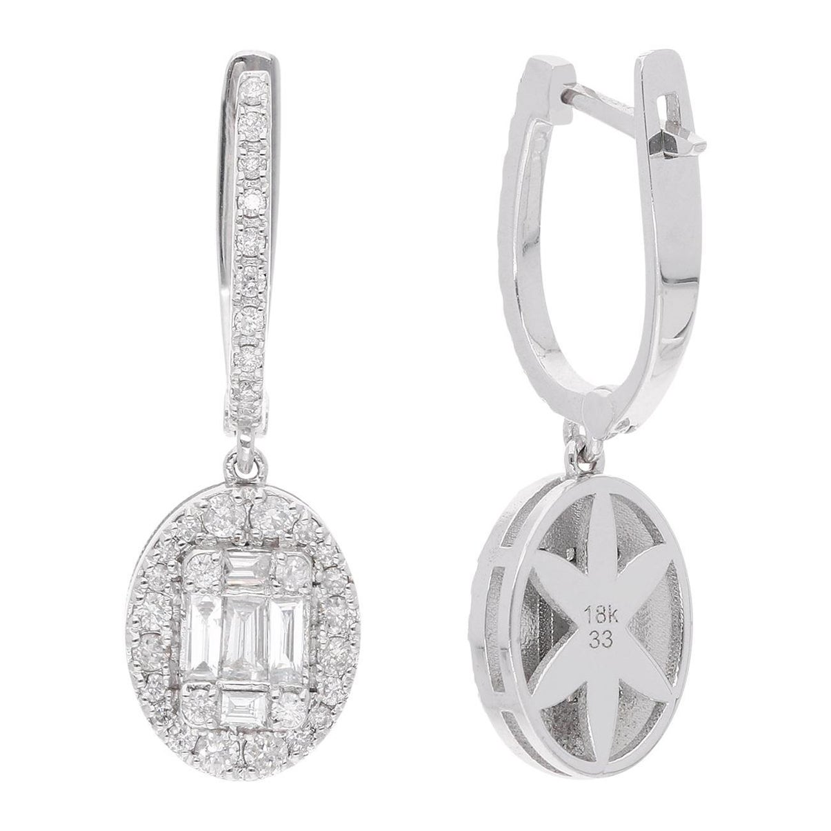 Orecchini a pendente con diamante certificato 0,87Ct SI/H in oro bianco 18 carati