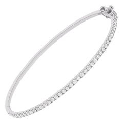 Certified 0.9 Carat Pave Diamond Stackable Cuff Bracelet 18 Karat White Gold