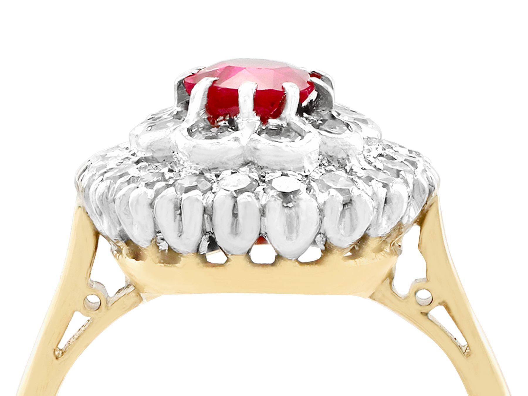 Anillo en racimo de rubí birmano certificado de 0,92 quilates y diamante de 0,51 quilates Corte oval en venta