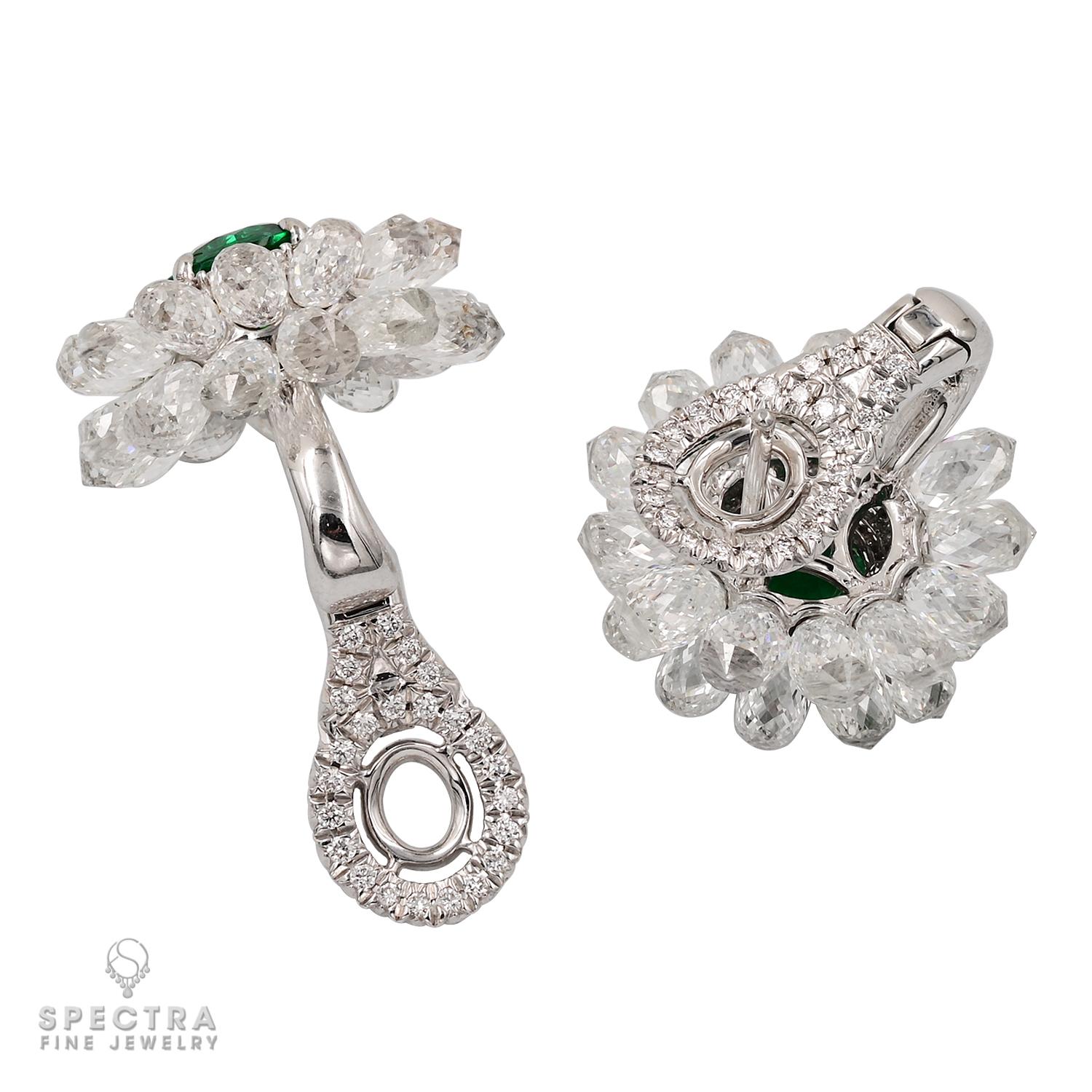 Certified 0.96 & 0.97 Carat Zambian Emerald Diamond Earrings In New Condition For Sale In New York, NY