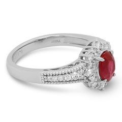 Certified 1 Carat Burma Reddish Purple Ruby Solitaire PT900 Ring