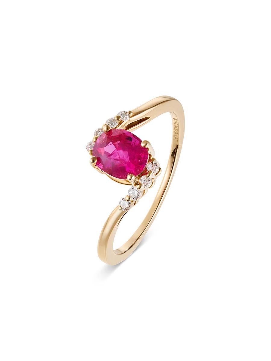 Modern Certified 1 Carat 'Natural & Untreated' Ruby & Diamond Ring For Sale