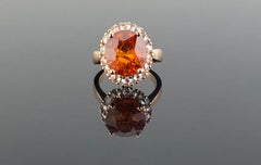 Certified 10 Carat Mandarin Garnet Rose Cut Diamond Ring in Pink Gold