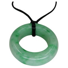 Retro Certified 100 Carat Jadeite Jade Peace Pendant, Apple Green, Substantial