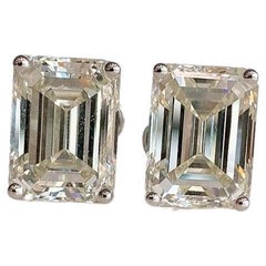 Certified 10.03 Carat VVS2 Emerald Cut Diamond Stud Earrings