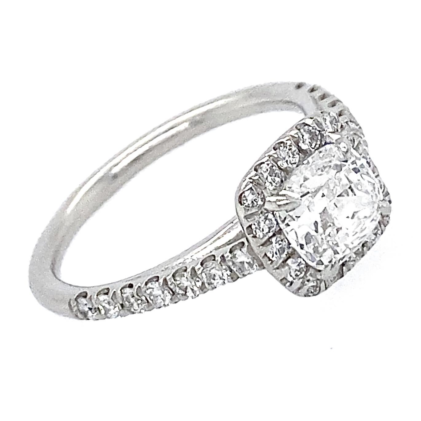 Contemporary Certified D Colorless 1.01 Carat Diamond Cushion in Platinum Engagement Ring For Sale