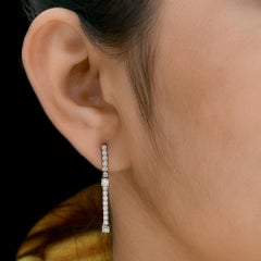 18 Karat White Gold Certified 1.01 Carat SI/H Diamond Long Drop Earrings