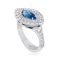 Anello d'oro certificato con zaffiro Marquis da 1,02 carati senza calore "Evil Eye"