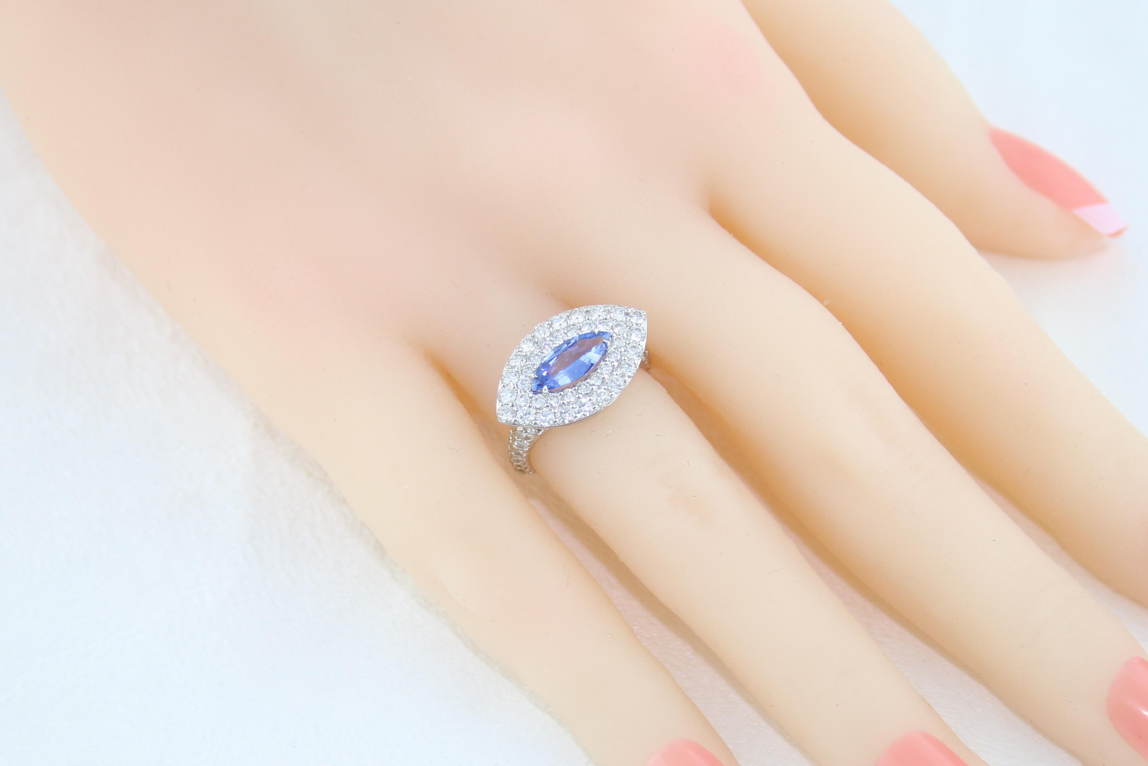 Certified 1.02 Carat No Heat Marquis Sapphire Diamond 