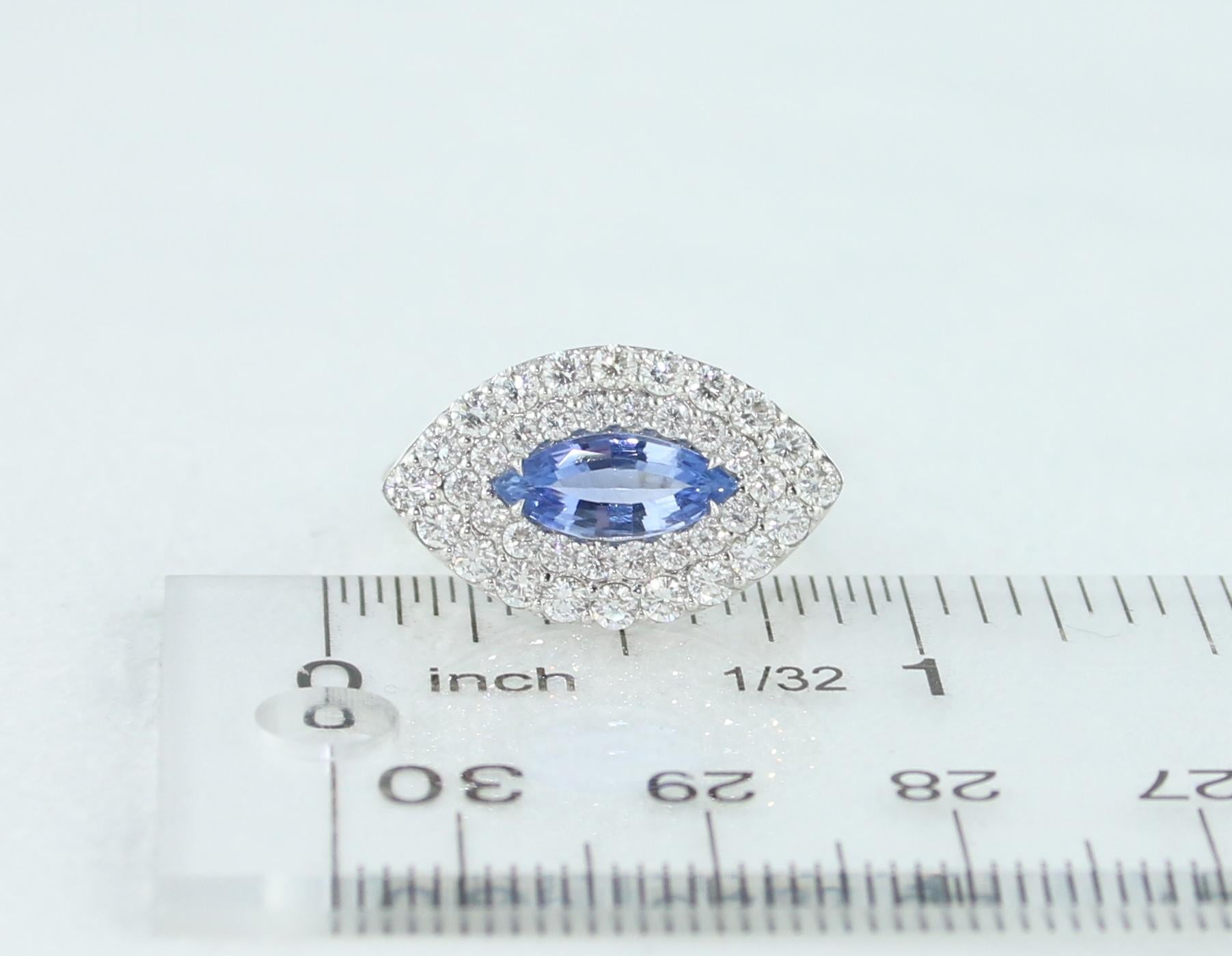 Certified 1.02 Carat No Heat Marquis Sapphire Diamond 