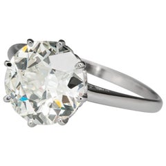 EGL Certified Old Cut Round Diamond Platinum Ring 