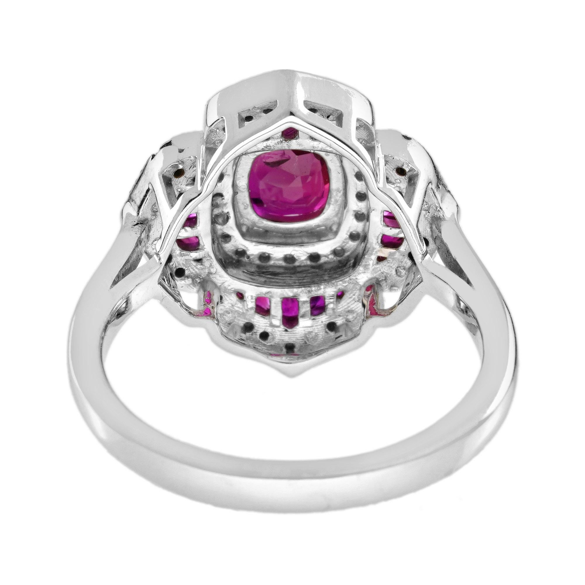 Zertifiziert 1,02 Karat. Rubin Diamant Art Deco Stil Blumen Verlobungsring 14K Gold 4