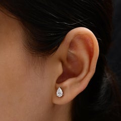 1 Karat Naturdiamant Birnenschliff Ohrstecker 14K Weißgold Solitare Ohrringe