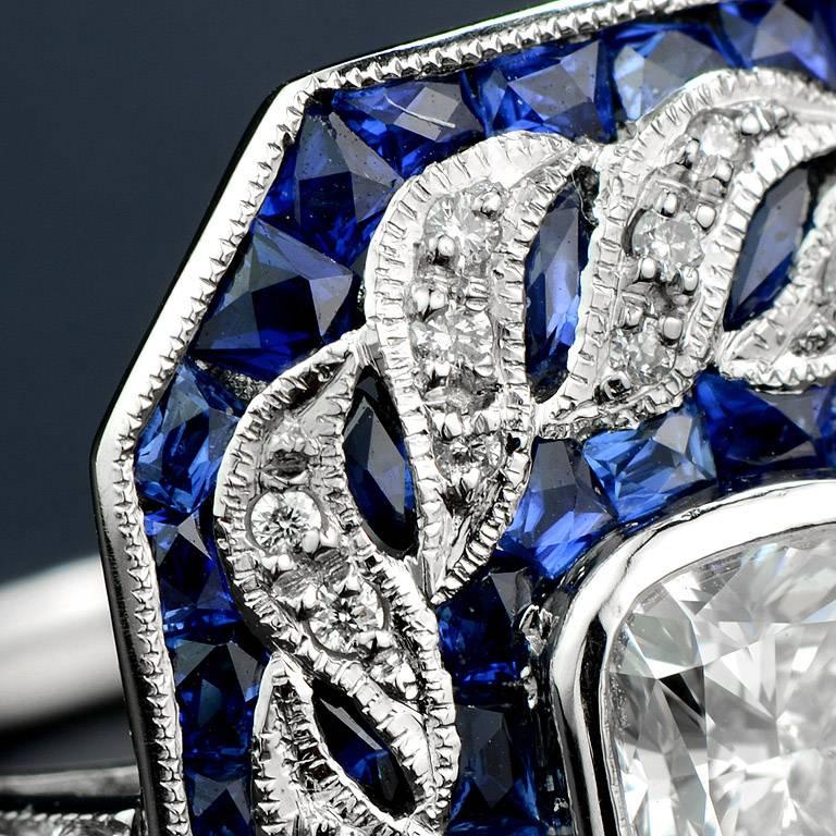 GIA Certified 1.03 Carat Diamond Blue Sapphire Cocktail Ring In New Condition In Bangkok, TH