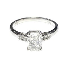 Certified 1.04 Carat Radiant Cut D Color Diamond Single-Stone Engagement Ring