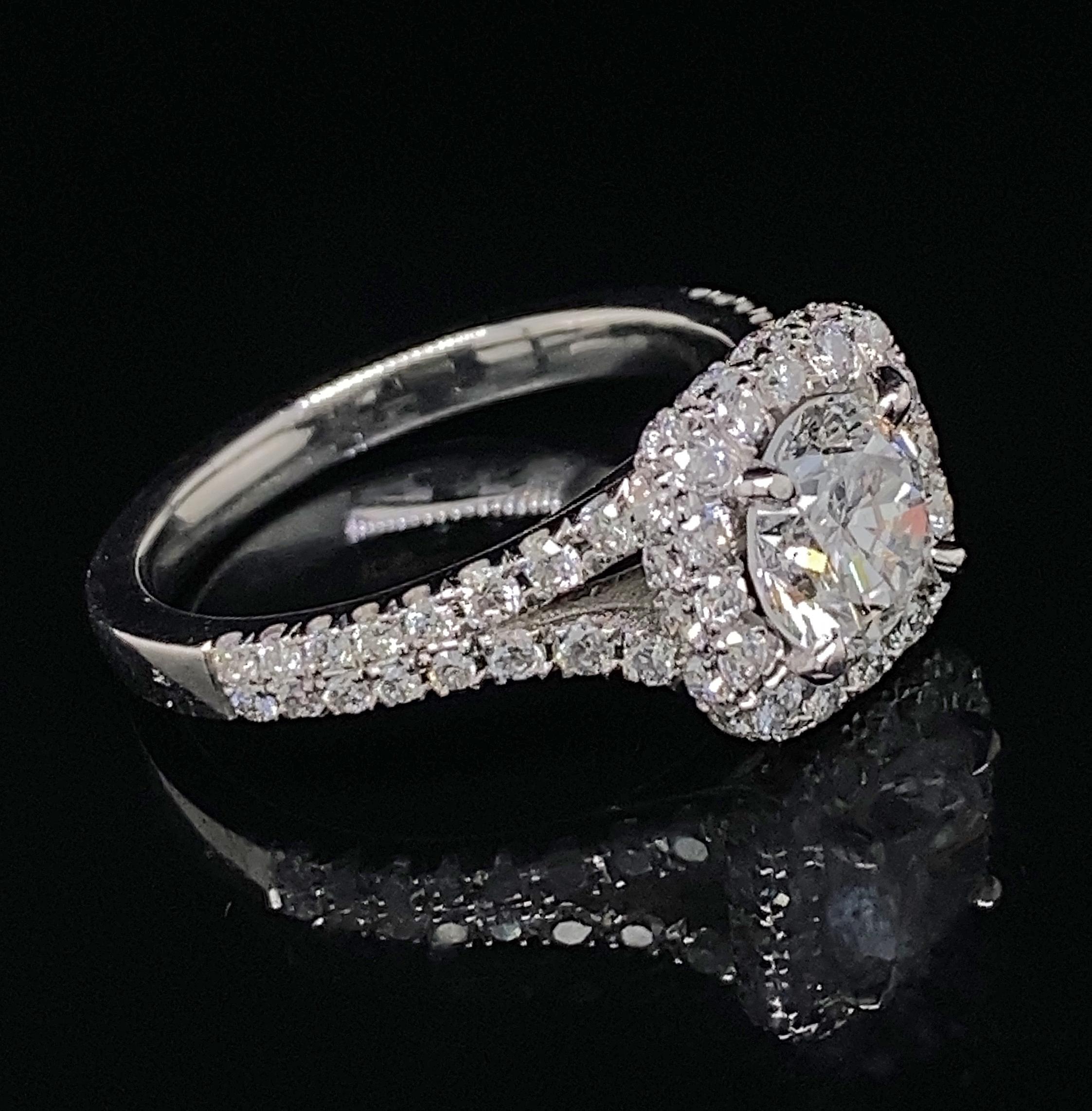 round diamond in square setting engagement rings